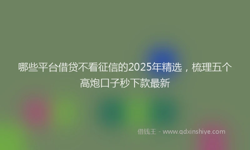 哪些平台借贷不看征信的2025年精选，梳理五个高炮口子秒下款最新