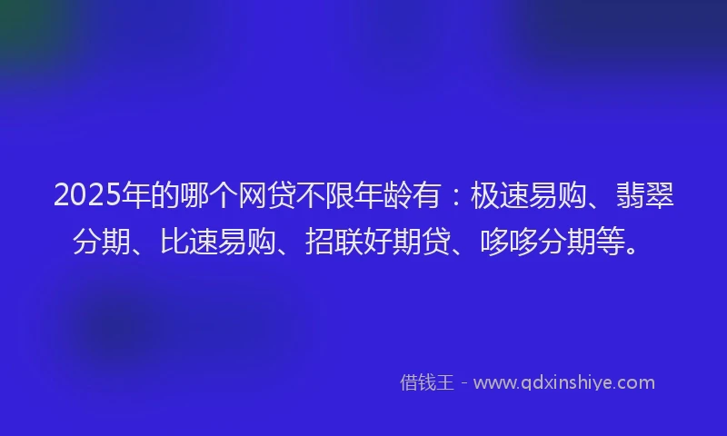 2025年的哪个网贷不限年龄有：极速易购、翡翠分期、比速易购、招联好期贷、哆哆分期等。