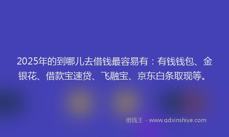 2025年的到哪儿去借钱最容易有：有钱钱包、金银花、借款宝速贷、飞融宝、京东白条取现等。