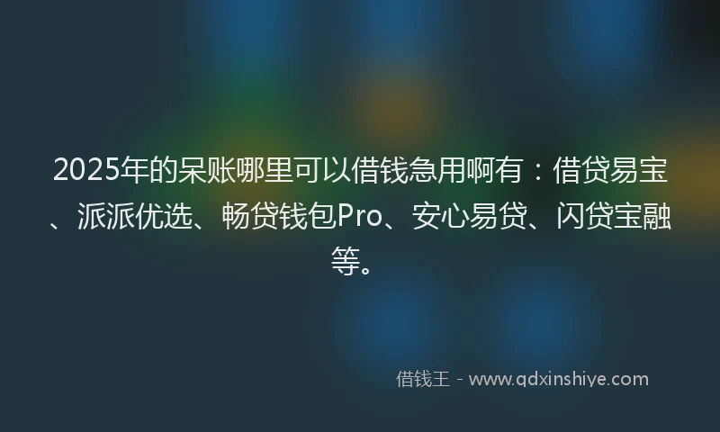 2025年的呆账哪里可以借钱急用啊有：借贷易宝、派派优选、畅贷钱包Pro、安心易贷、闪贷宝融等。