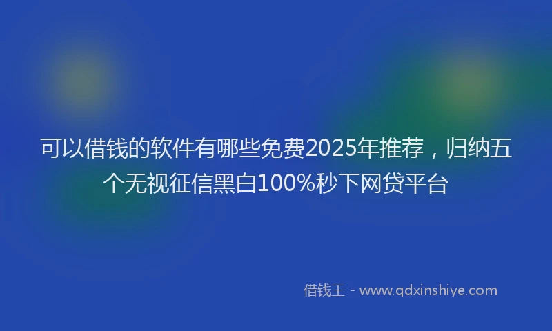 可以借钱的软件有哪些免费2025年推荐，归纳五个无视征信黑白100%秒下网贷平台
