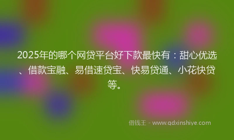 2025年的哪个网贷平台好下款最快有：甜心优选、借款宝融、易借速贷宝、快易贷通、小花快贷等。