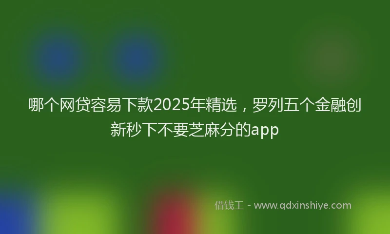 哪个网贷容易下款2025年精选，罗列五个金融创新秒下不要芝麻分的app