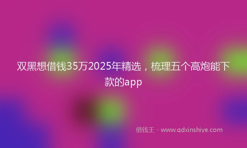 双黑想借钱35万2025年精选，梳理五个高炮能下款的app