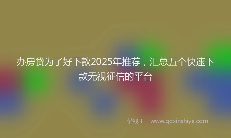 办房贷为了好下款2025年推荐，汇总五个快速下款无视征信的平台