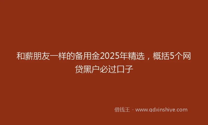 和薪朋友一样的备用金2025年精选，概括5个网贷黑户必过口子