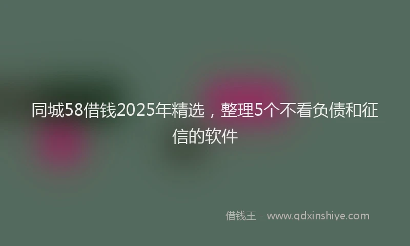 同城58借钱2025年精选，整理5个不看负债和征信的软件