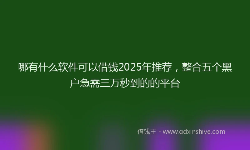 哪有什么软件可以借钱2025年推荐，整合五个黑户急需三万秒到的的平台