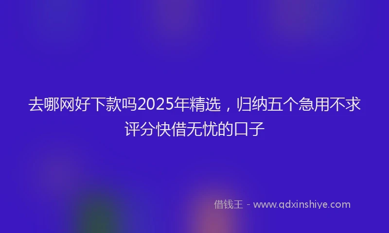 去哪网好下款吗2025年精选，归纳五个急用不求评分快借无忧的口子