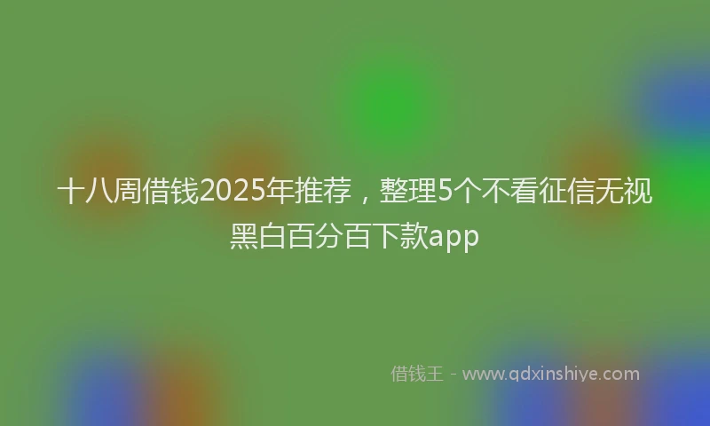 十八周借钱2025年推荐，整理5个不看征信无视黑白百分百下款app