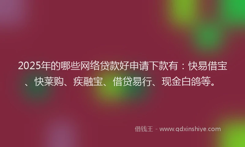 2025年的哪些网络贷款好申请下款有：快易借宝、快莱购、疾融宝、借贷易行、现金白鸽等。