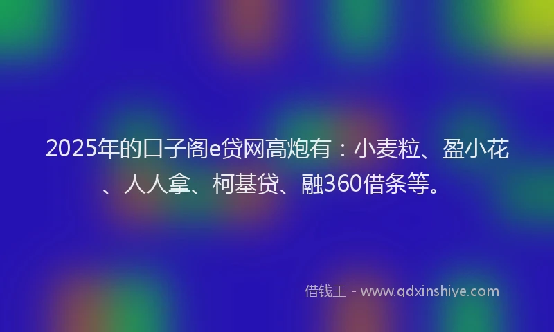 2025年的口子阁e贷网高炮有：小麦粒、盈小花、人人拿、柯基贷、融360借条等。