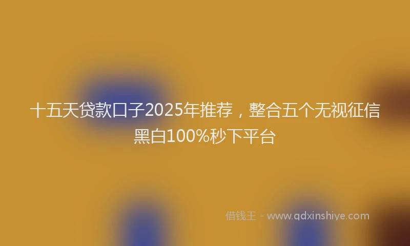十五天贷款口子2025年推荐，整合五个无视征信黑白100%秒下平台