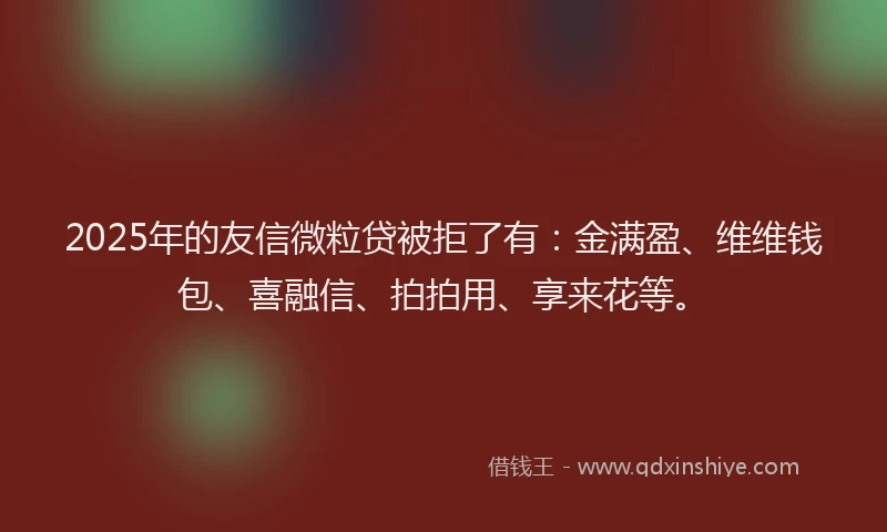 2025年的友信微粒贷被拒了有：金满盈、维维钱包、喜融信、拍拍用、享来花等。