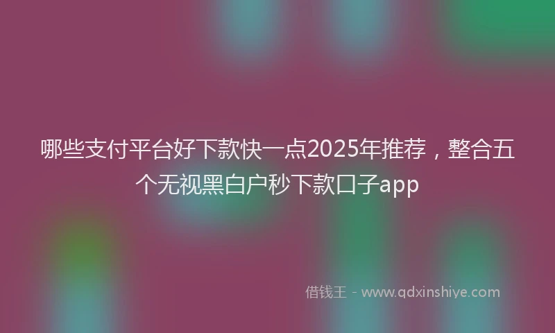 哪些支付平台好下款快一点2025年推荐，整合五个无视黑白户秒下款口子app