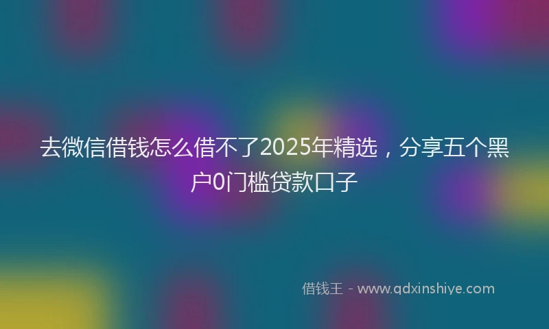 去微信借钱怎么借不了2025年精选，分享五个黑户0门槛贷款口子