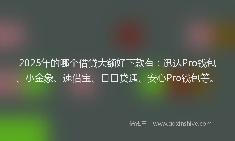 2025年的哪个借贷大额好下款有：迅达Pro钱包、小金象、速借宝、日日贷通、安心Pro钱包等。