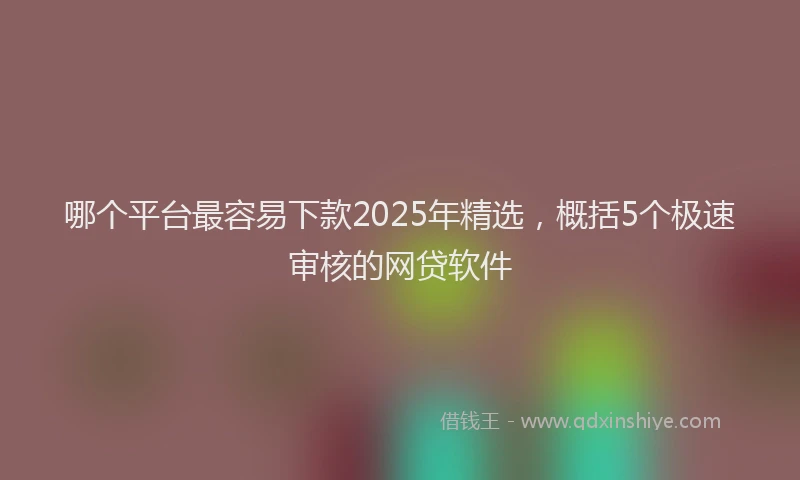 哪个平台最容易下款2025年精选，概括5个极速审核的网贷软件