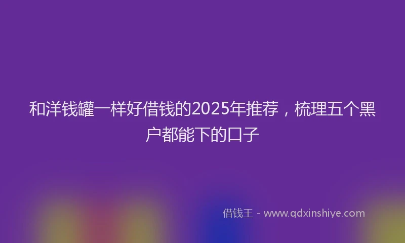 和洋钱罐一样好借钱的2025年推荐，梳理五个黑户都能下的口子