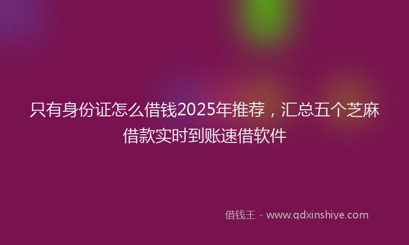 只有身份证怎么借钱2025年推荐，汇总五个芝麻借款实时到账速借软件