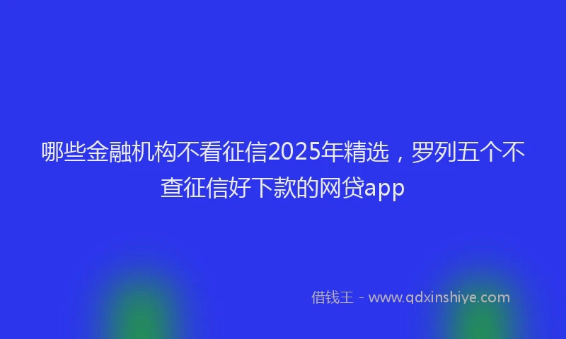 哪些金融机构不看征信2025年精选，罗列五个不查征信好下款的网贷app