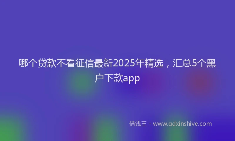 哪个贷款不看征信最新2025年精选，汇总5个黑户下款app