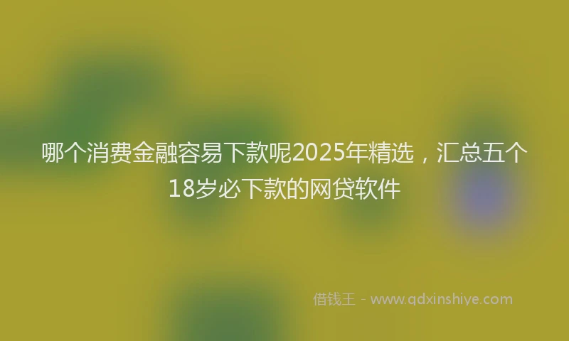 哪个消费金融容易下款呢2025年精选，汇总五个18岁必下款的网贷软件