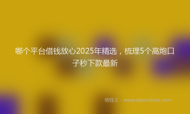 哪个平台借钱放心2025年精选，梳理5个高炮口子秒下款最新