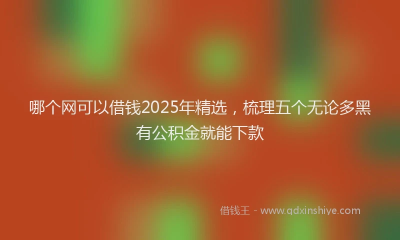 哪个网可以借钱2025年精选，梳理五个无论多黑有公积金就能下款