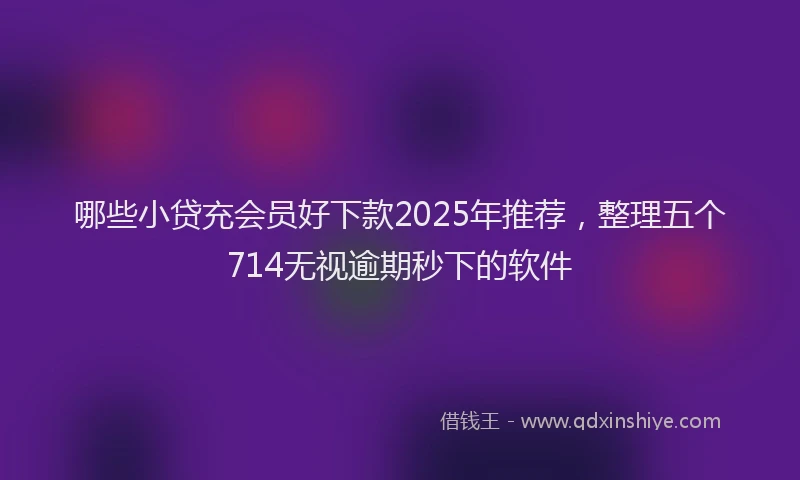 哪些小贷充会员好下款2025年推荐，整理五个714无视逾期秒下的软件