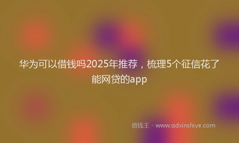 华为可以借钱吗2025年推荐，梳理5个征信花了能网贷的app