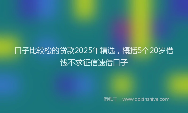 口子比较松的贷款2025年精选，概括5个20岁借钱不求征信速借口子