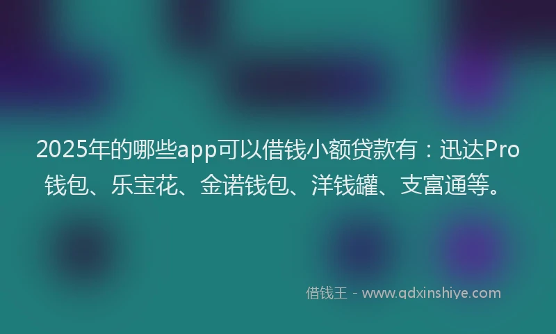 2025年的哪些app可以借钱小额贷款有：迅达Pro钱包、乐宝花、金诺钱包、洋钱罐、支富通等。