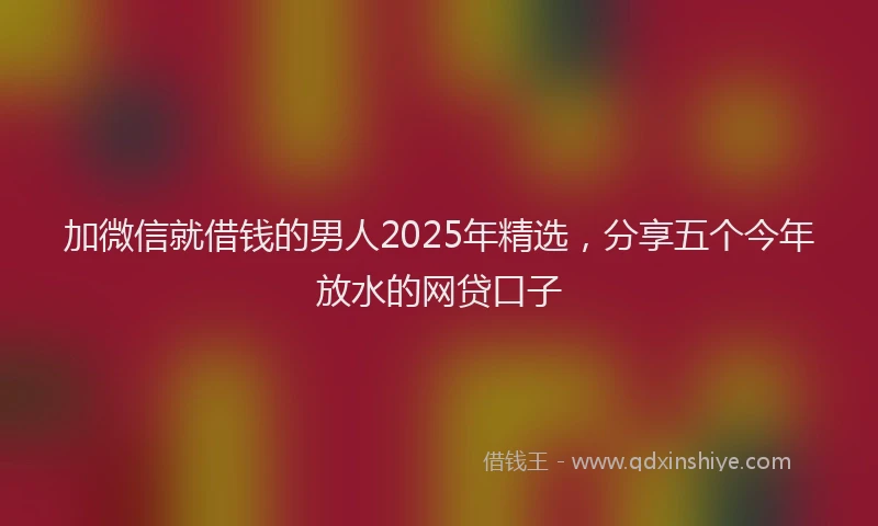 加微信就借钱的男人2025年精选，分享五个今年放水的网贷口子