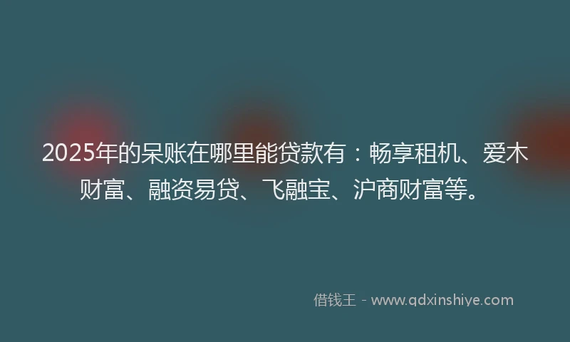 2025年的呆账在哪里能贷款有：畅享租机、爱木财富、融资易贷、飞融宝、沪商财富等。