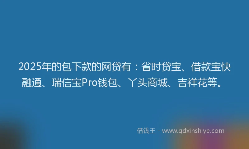 2025年的包下款的网贷有：省时贷宝、借款宝快融通、瑞信宝Pro钱包、丫头商城、吉祥花等。