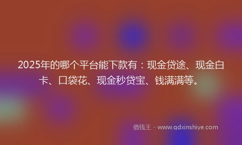 2025年的哪个平台能下款有：现金贷途、现金白卡、口袋花、现金秒贷宝、钱满满等。