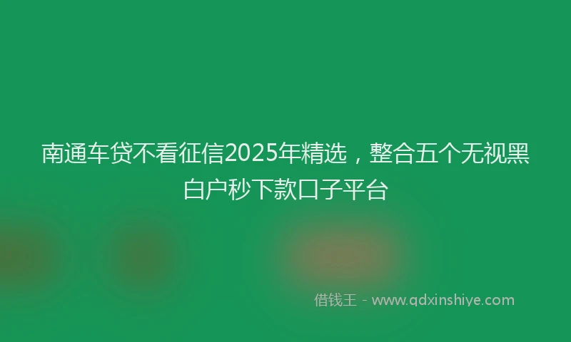 南通车贷不看征信2025年精选，整合五个无视黑白户秒下款口子平台