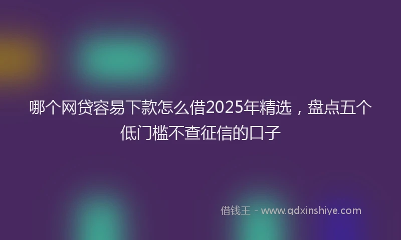 哪个网贷容易下款怎么借2025年精选，盘点五个低门槛不查征信的口子