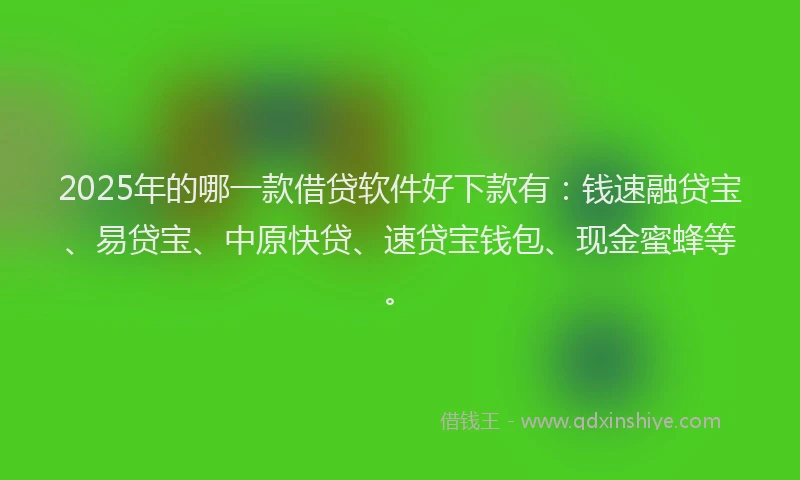 2025年的哪一款借贷软件好下款有：钱速融贷宝、易贷宝、中原快贷、速贷宝钱包、现金蜜蜂等。