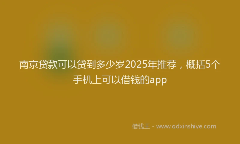 南京贷款可以贷到多少岁2025年推荐，概括5个手机上可以借钱的app