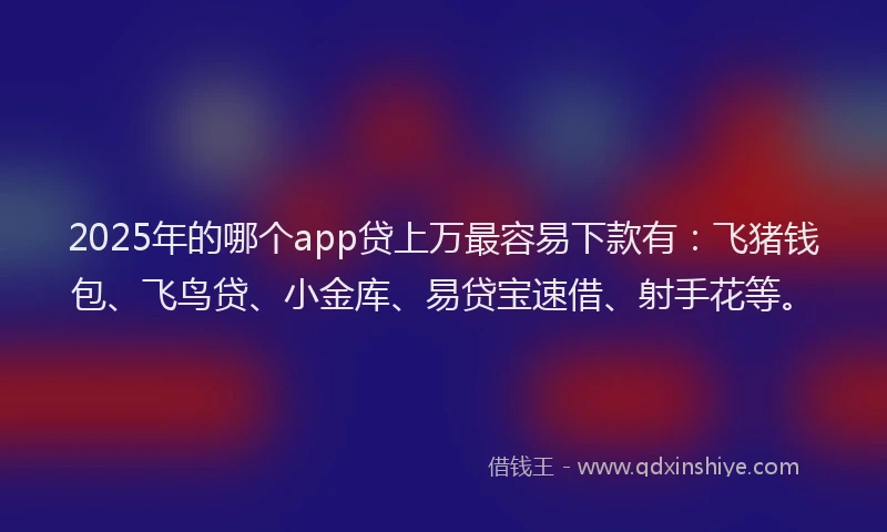 2025年的哪个app贷上万最容易下款有：飞猪钱包、飞鸟贷、小金库、易贷宝速借、射手花等。