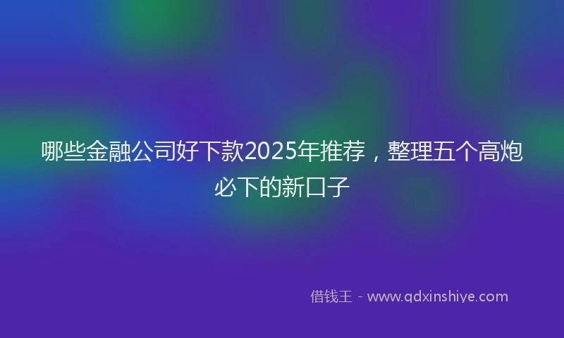 哪些金融公司好下款2025年推荐，整理五个高炮必下的新口子