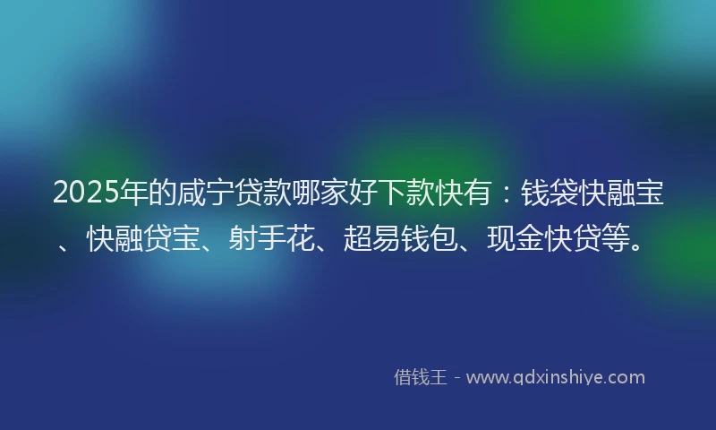 2025年的咸宁贷款哪家好下款快有：钱袋快融宝、快融贷宝、射手花、超易钱包、现金快贷等。