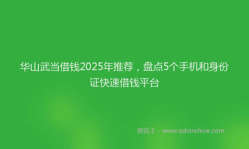华山武当借钱2025年推荐，盘点5个手机和身份证快速借钱平台