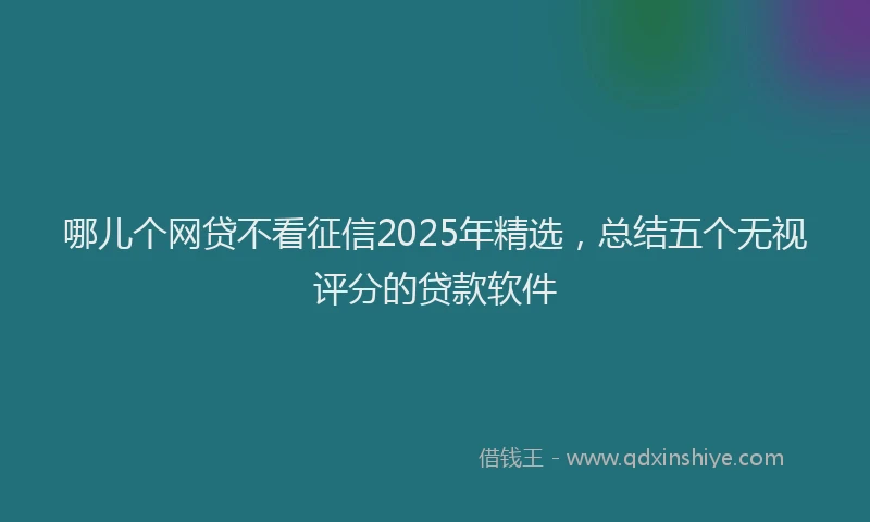哪儿个网贷不看征信2025年精选，总结五个无视评分的贷款软件