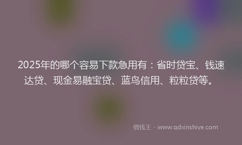 2025年的哪个容易下款急用有：省时贷宝、钱速达贷、现金易融宝贷、蓝鸟信用、粒粒贷等。