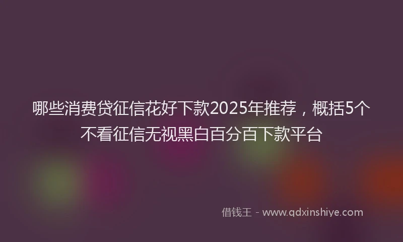 哪些消费贷征信花好下款2025年推荐，概括5个不看征信无视黑白百分百下款平台