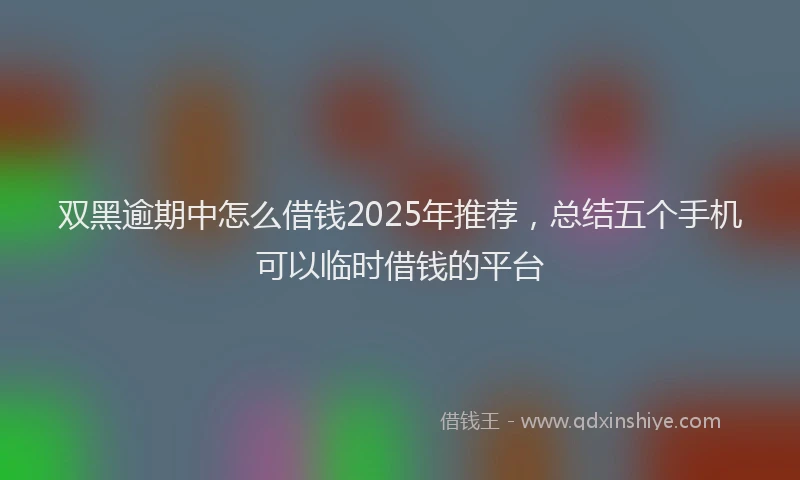 双黑逾期中怎么借钱2025年推荐，总结五个手机可以临时借钱的平台