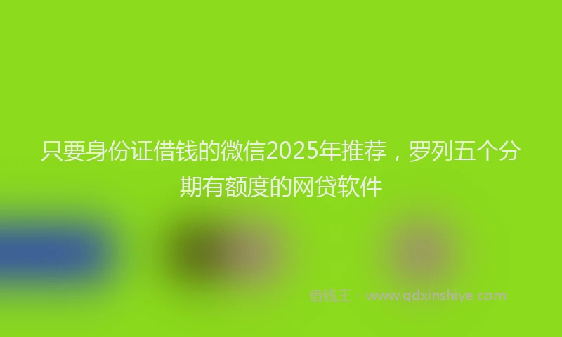 只要身份证借钱的微信2025年推荐，罗列五个分期有额度的网贷软件